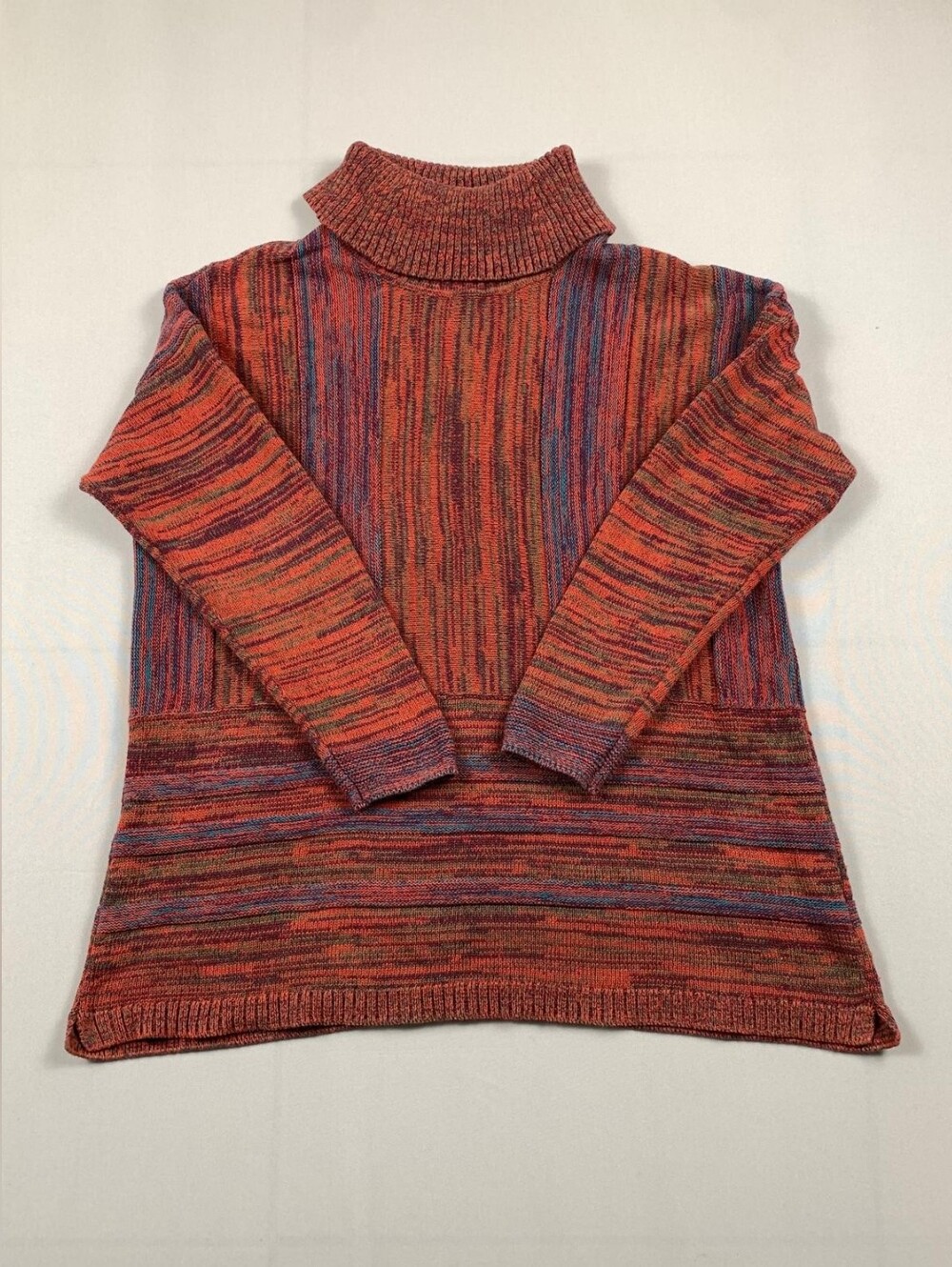 Soft Surroundings Women’s L Multicolor Cotton Turtleneck Sweater Space Dye